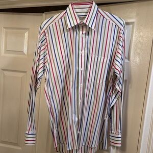 Burberry Red, Blue, and Green Striped Men's Shirt